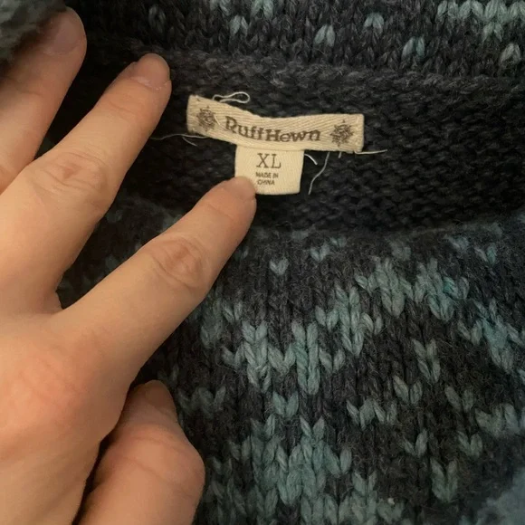 Ruff Hewn | Blue/Teal Nordic Style Cowl Neck Sweater Tunic - Picture 6 of 6